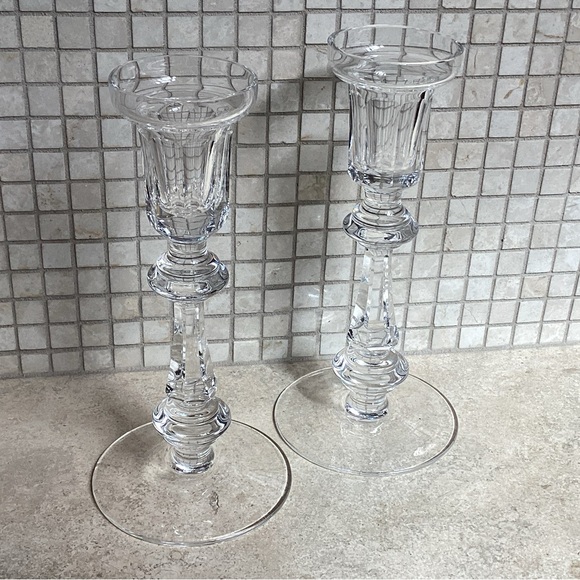 2 PC SET WATERFORD CRYSTAL 8” CANDLESTICKS 8" SINGLE LIGHT CANDLESTICK 12290405 - Picture 1 of 5